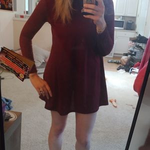 Burgundy baby doll dress